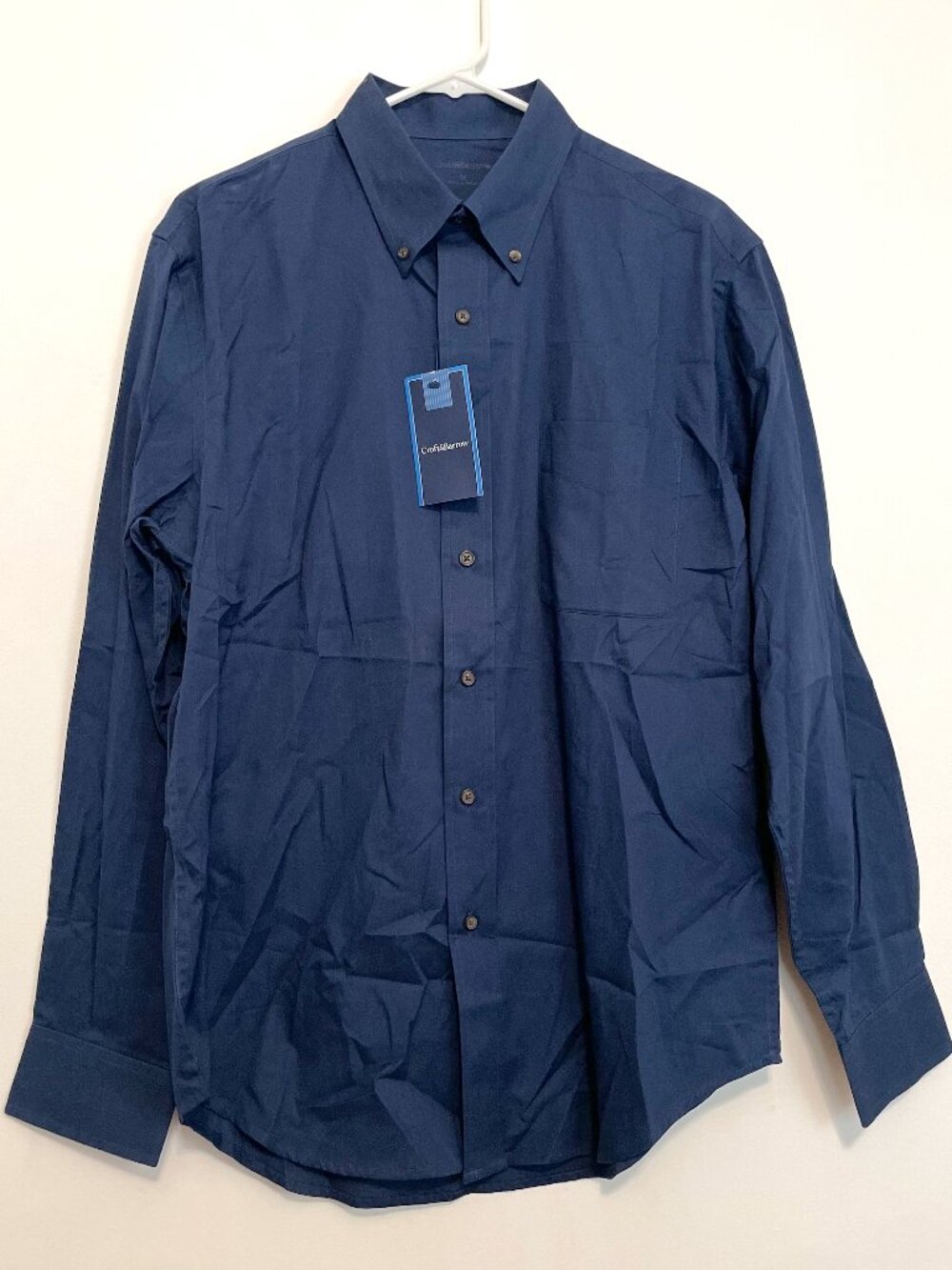 NEW NWT CROFT & BARROW Mens Easy Care Long Sleeve Button Down Shirt Navy Blue M